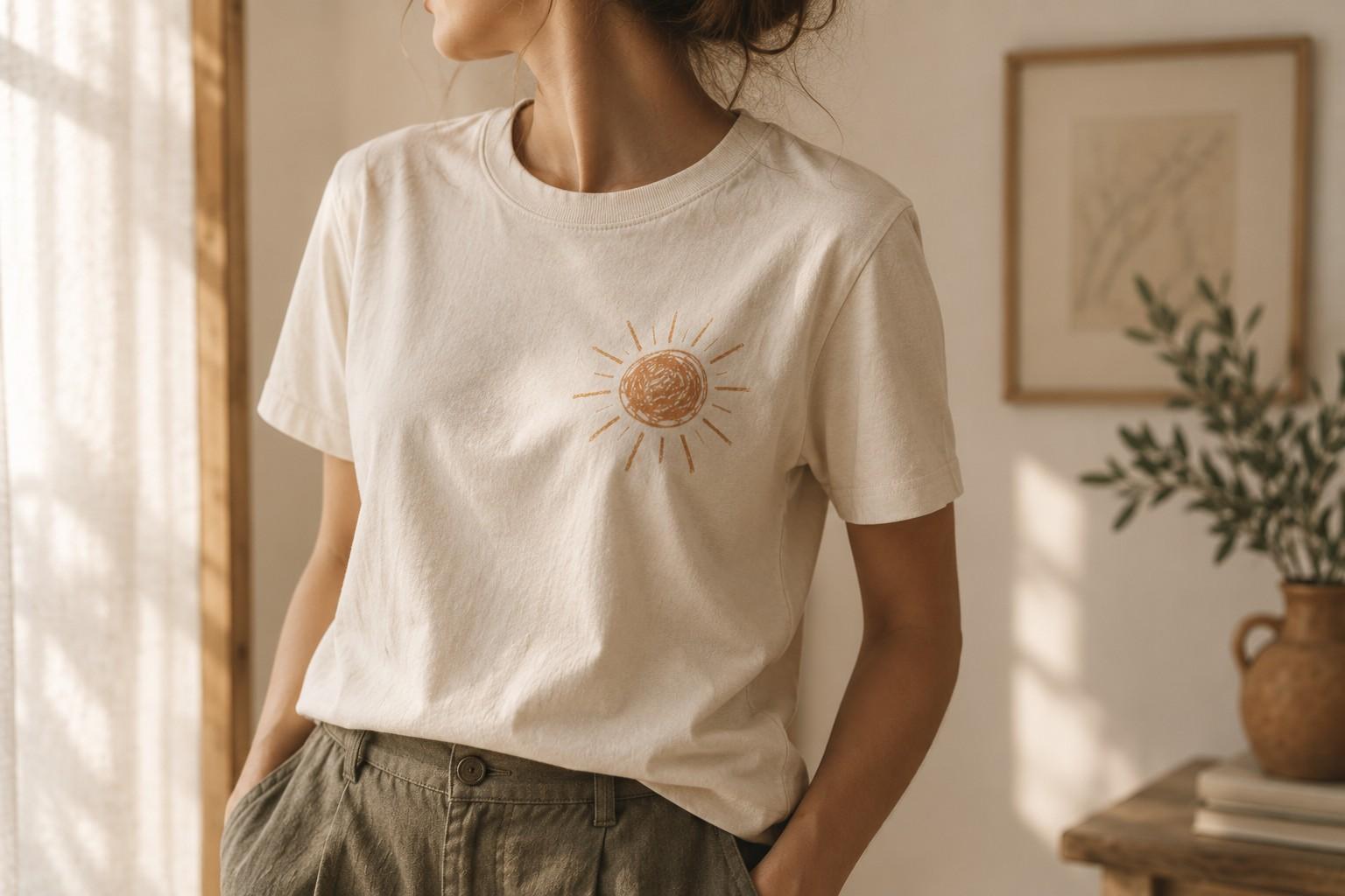 Adult purtând un tricou cu desenul unui copil